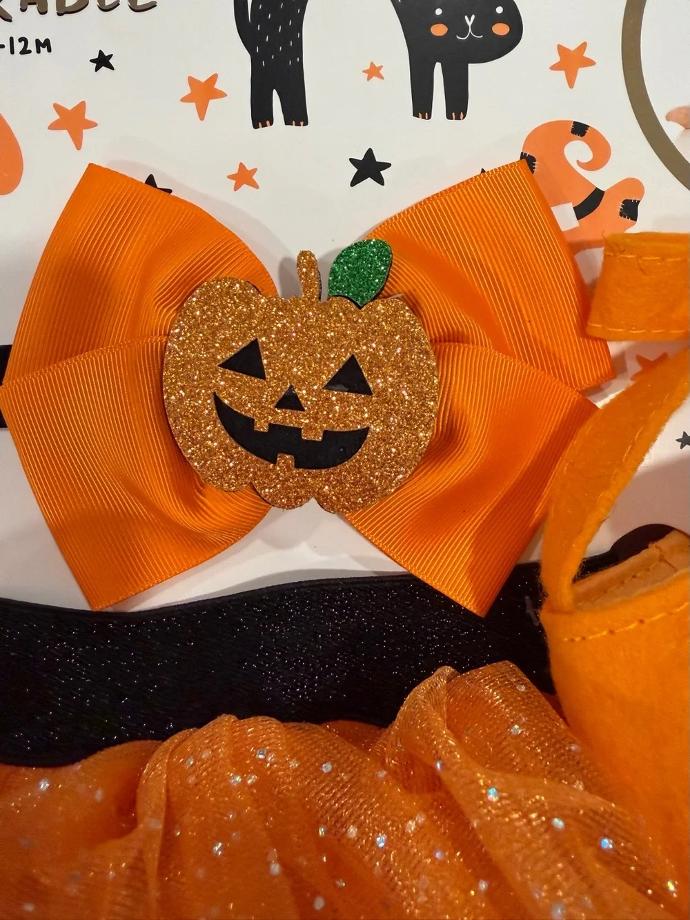 NWT Baby Girl 6-12 Month-Old Halloween Orange And BlackPumpkin Tutu Costume Set